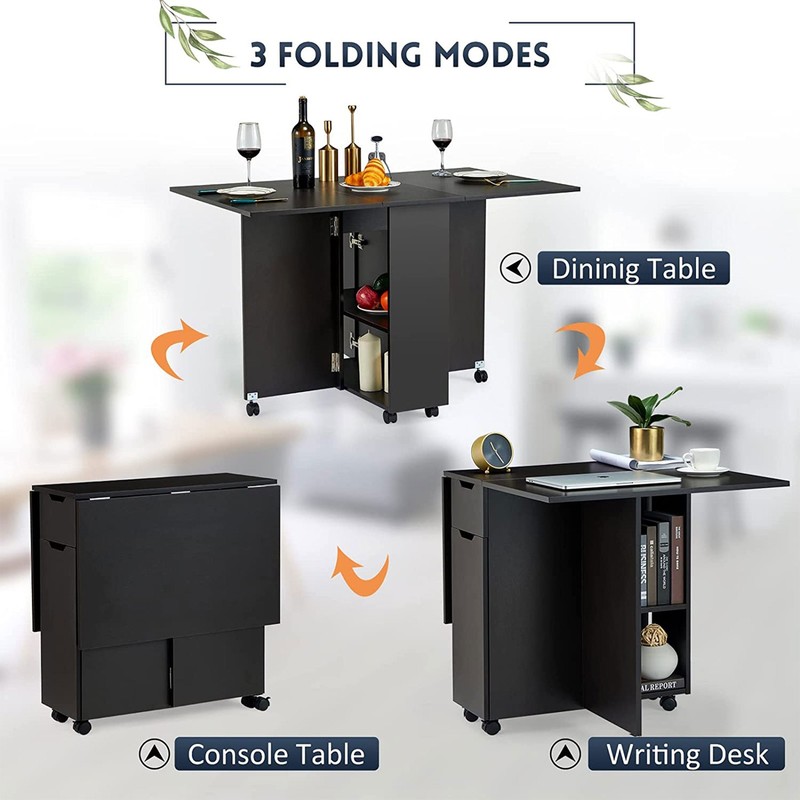 JOMEED Folding Dining Kitchen Table with Drawer and 2-Layer Shelf (For Parts) gallery