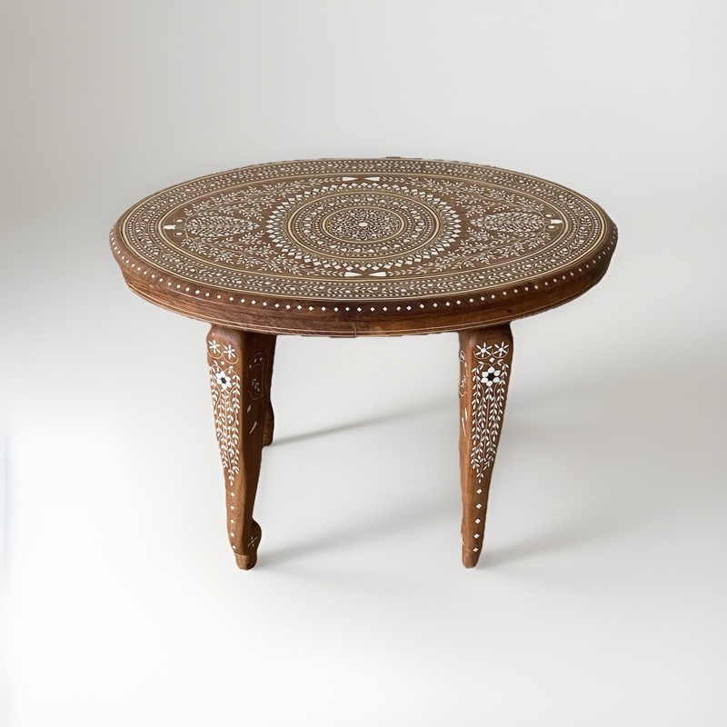 Indian Rosewood Bone Inlaid End Table,Coffee Table – EXCEPTIONAL QUALITY-