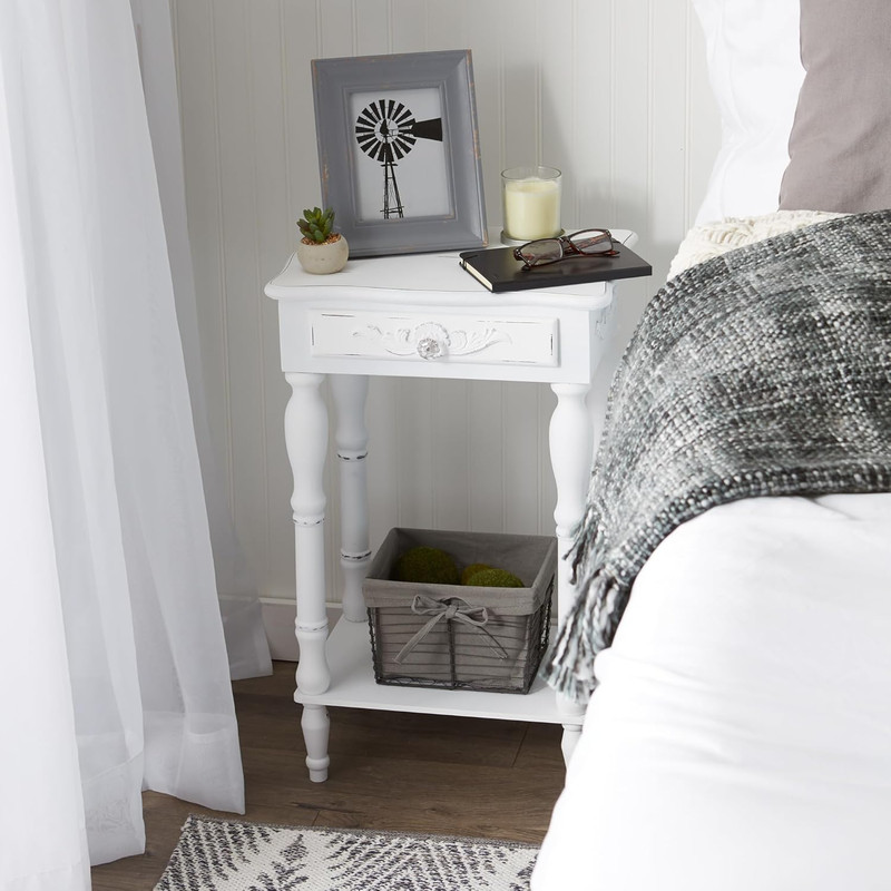 Elegant Carved White Side Table - Perfect for Any Room Decor gallery