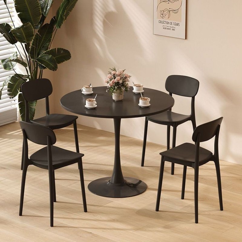 Round Dining Table, 31.5'' Kitchen Dining Room Furniture, Coffee Table,Black gallery