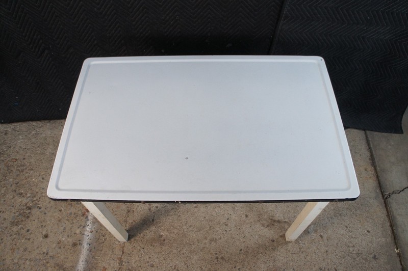 Mid Century Enameled Metal Kitchen Hoosier Farmhouse Table Desk 40" gallery