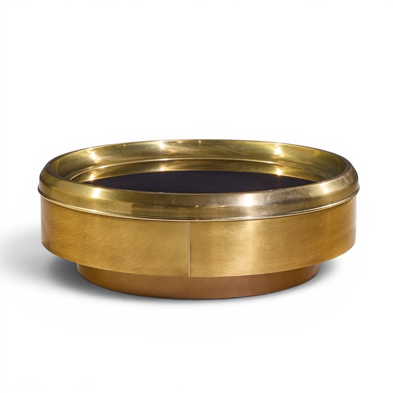 Mastercraft Mid Century Brass and Mirrored Round Coffee Table gallery