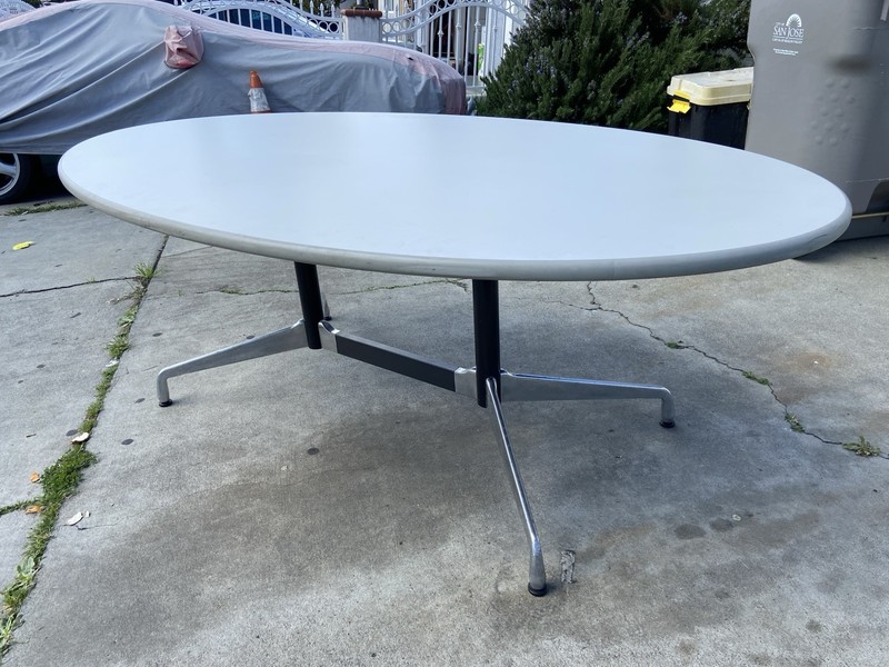 Vintage Herman Miller Aluminum Segmented Base Oval Steelcase Top Table