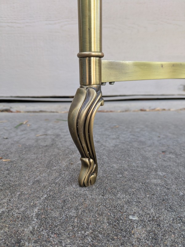 Vintage La Barge Style Glass Brass Console Table Flame Tip Hollywood Regency gallery