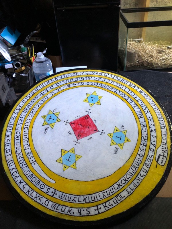 Solomonic Serpent Magic Circle with Candle and Tetragrammaton Placeholders
