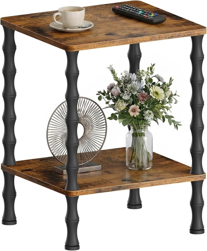 Rustic Brown 21.9 Inch End Table - Compact Small Corner Table with Storage Shelf gallery