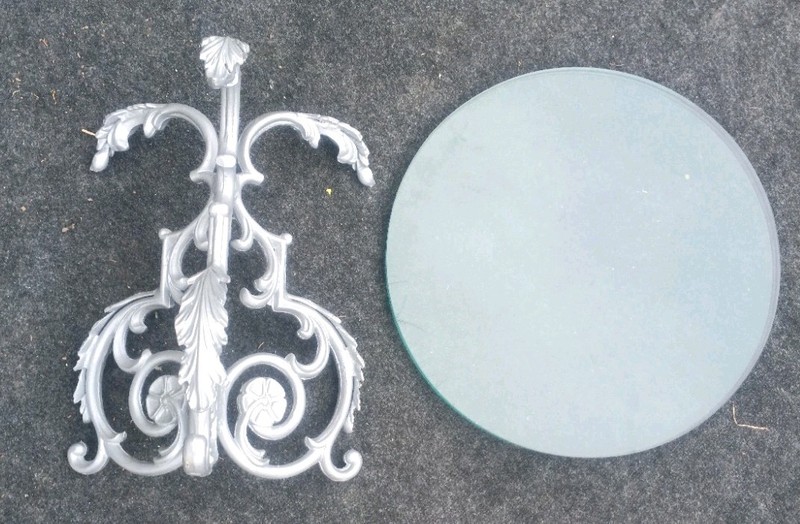 VTG VICTORIAN ROUND GLASS Wrought Iron 18x18" FLORAL use IN/Out ELEGANT RARE WOW gallery