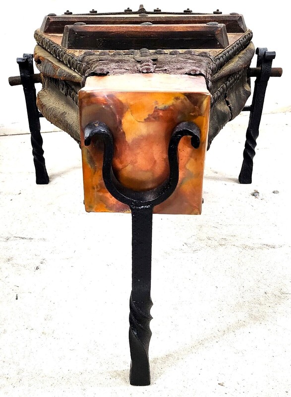 1800s French Blacksmith Bellows Rustic Coffee Table gallery