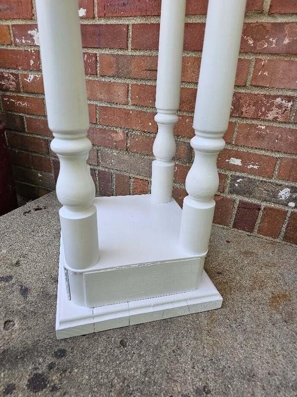 Vintage Plant Fern Stand Handmade Solid Wood White Heavy Pedestal Table #1 gallery