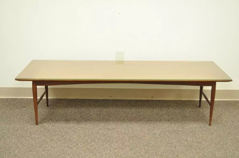 Vintage Mid Century Danish Modern Walnut 60" Long Sleek Coffee Table gallery