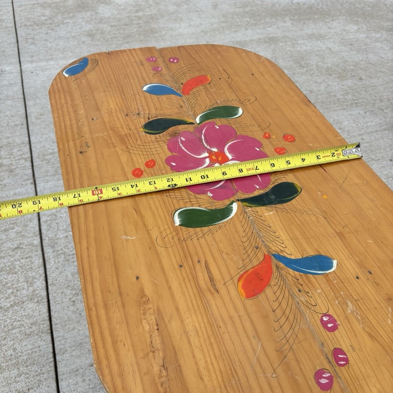 VTG Hand Painted Folding Wood Decorative Oblong Oval Side Table Floral Folk Art gallery
