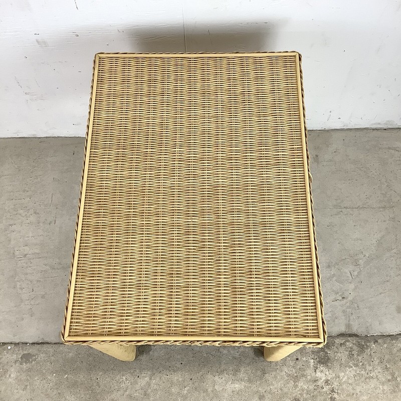 Boho Modern Henry Link Style Wicker and Glass Top Side Table gallery