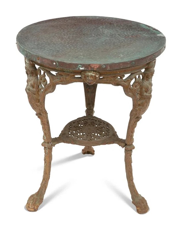 English Pub Table With Copper Top and Cast Iron Base gallery