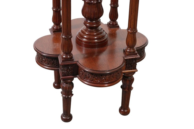 Mahogany Pedestal, Clover Shape Top above 5 Columns on Clover Shape gallery