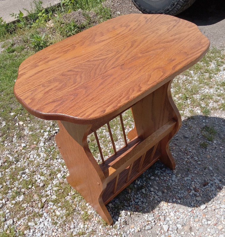 Solid Oak Magazine Rack Table / End Table (MRT-14)