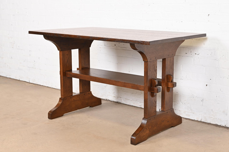 Gustav Stickley Mission Oak Arts & Crafts Trestle Library Table or Writing Desk gallery