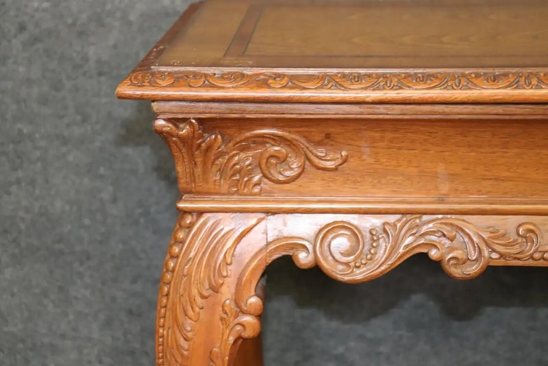 Ornately Carved Walnut Georgian Style Inlaid Server or Console Table gallery