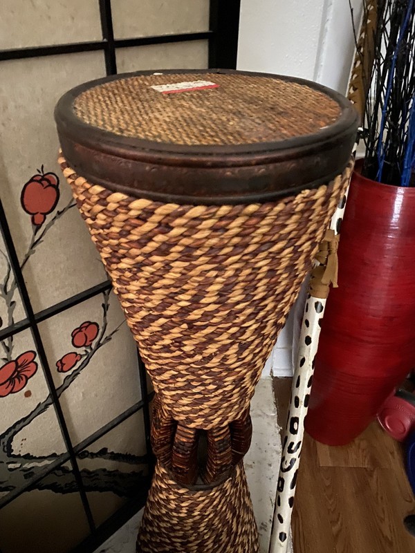 Vintage 24” Boho Wicker Rattan 9″ Round Shelf Plant Stand