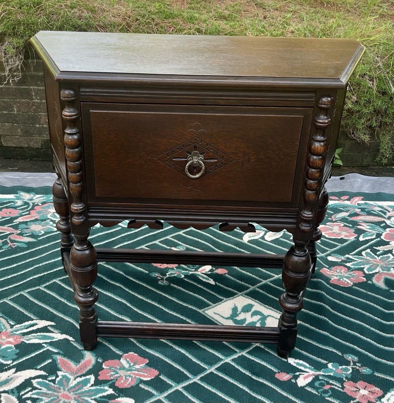 Tomlinson 1930s/40s Jacobean Revival Gothic Carved Romano Oak Server/ Side Table
