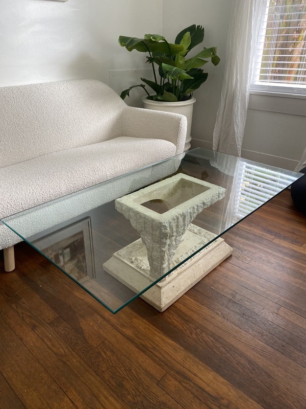 Vintage stone glass coffee table