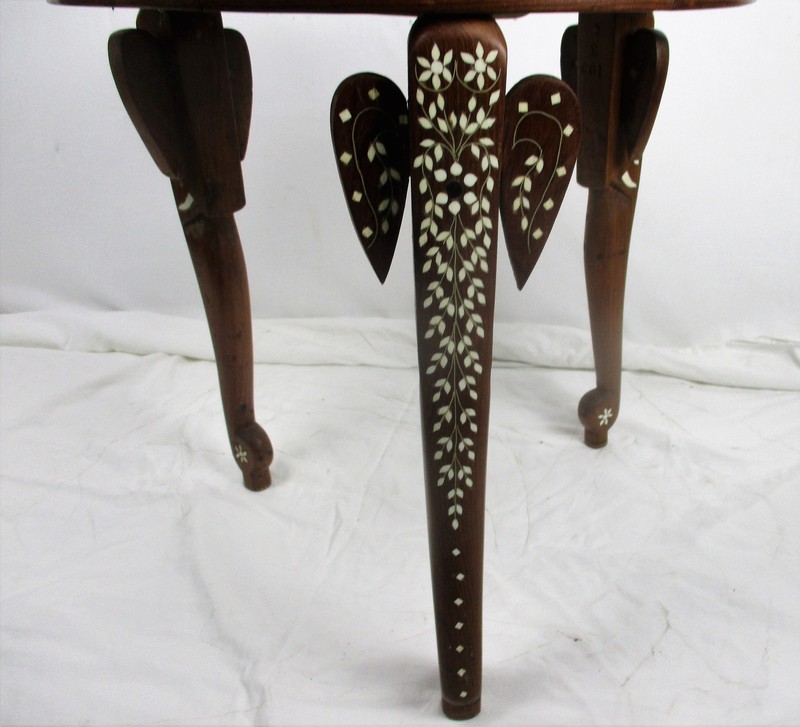 Asian Style Side Occasional Coffee Tea table Ornate Elephant Legs Inlay Wood gallery