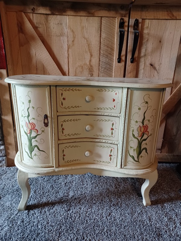 Vintage Pre 60’s French Provincial Hand Painted Commode / Chest of Drawers 30×14