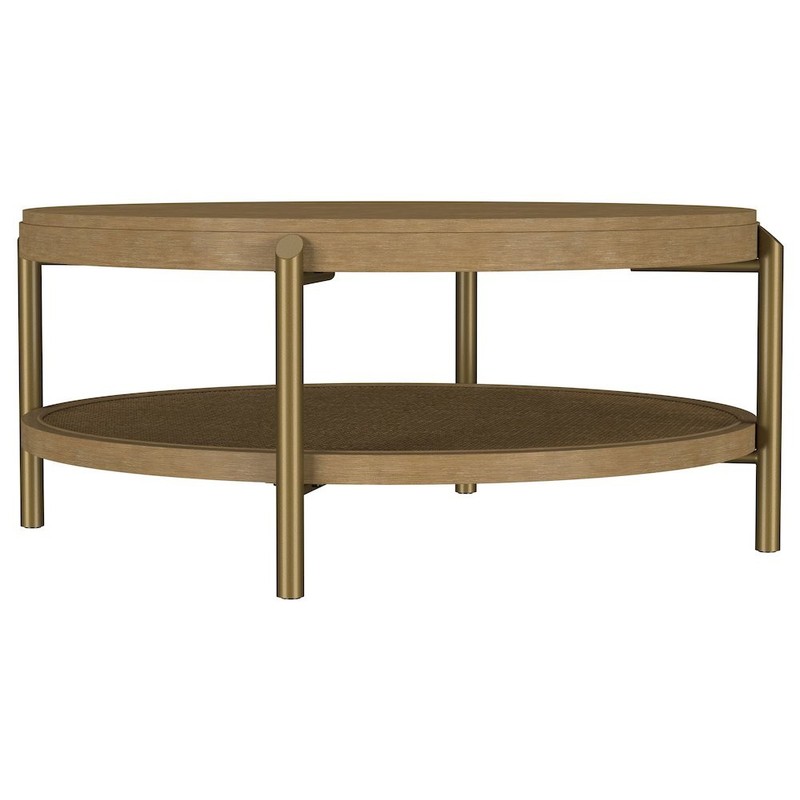 Arini Round Coffee Table With Storage Shelf Sand Wash