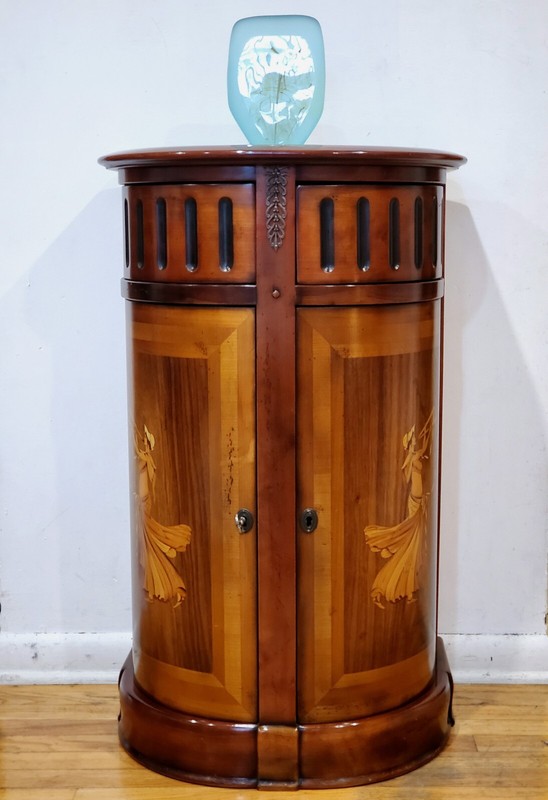 Vintage Classic Creations Half-Round Accent Table Hidden Compartment, Shelf,Key gallery