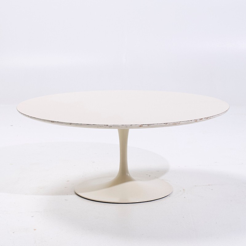Eero Saarinen for Knoll Mid Century Tulip 36 inch White Laminate Coffee Table gallery
