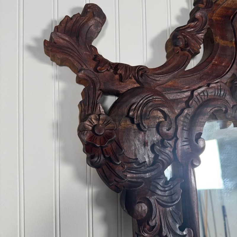 Vintage Hand-Carved Rococo Revival Marble Console & Mirror Set gallery