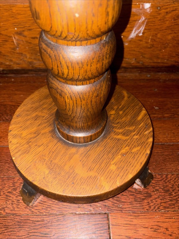 Antique Quarter Sawn Oak Pedestal Plant Fern Stand Jamestown NY 33 1/2" gallery