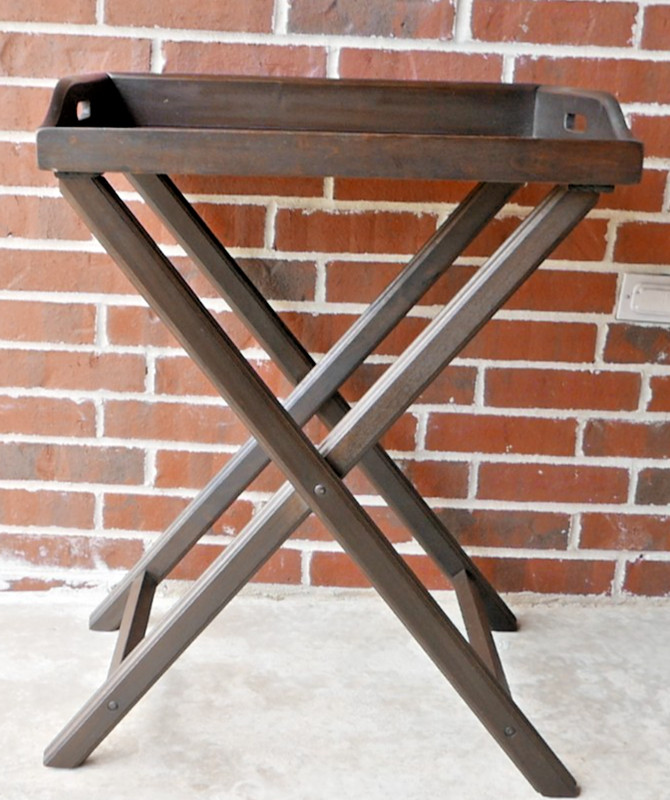 VINTAGE ENGLISH WALNUT BUTLER'S TRAY TABLE WITH FOLDING STAND gallery