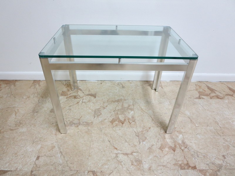 Vintage Mid Century Aluminum Chrome Floating Lamp End Table gallery