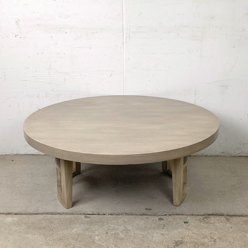 Vintage Round Low Coffee Table Cerused Finish gallery
