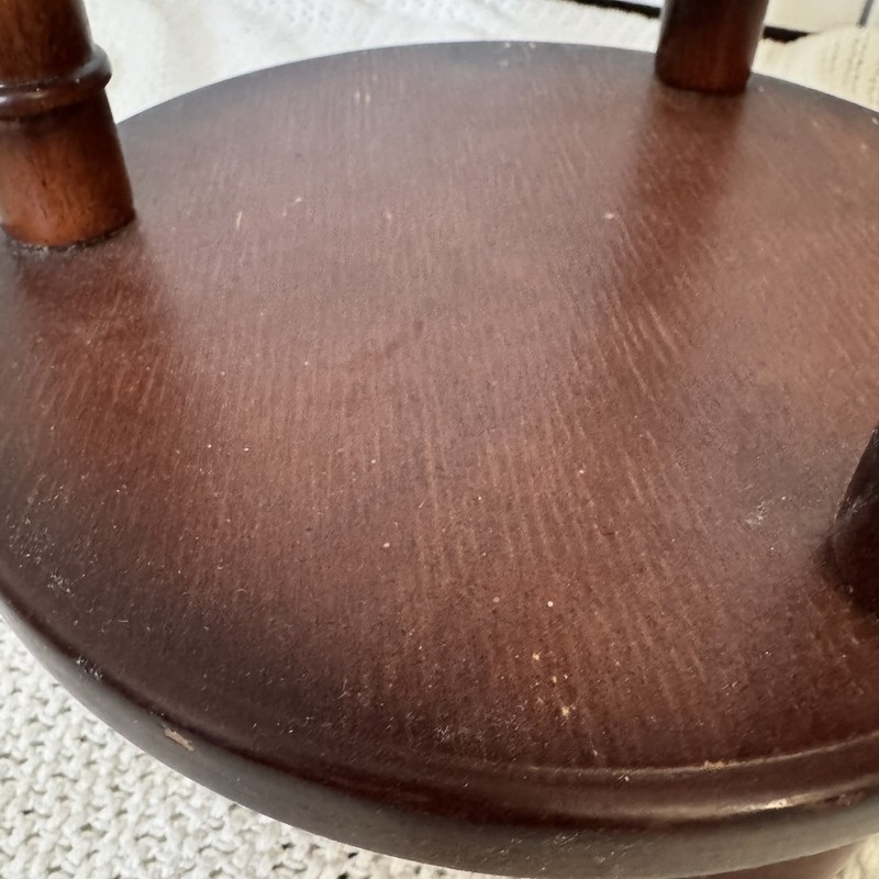 Vintage Solid Hard Wood 3 Legged Round Side Table Plant Stand Tripod Look gallery