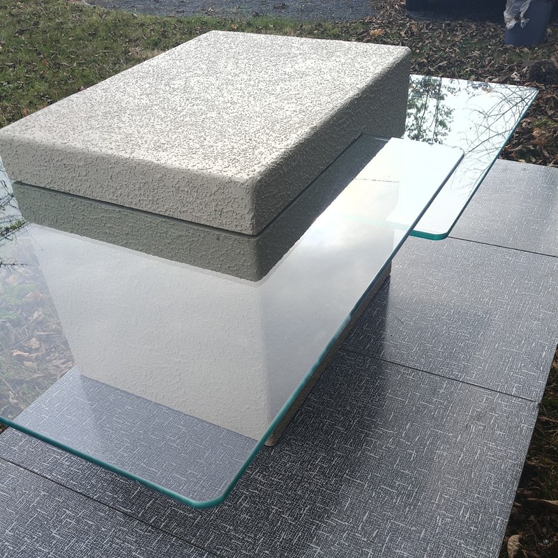 IMPOSSIBLY RARE PERHAPS Last OF ITS kind COFFEE TABLE paintable PLASTER GLASS gallery