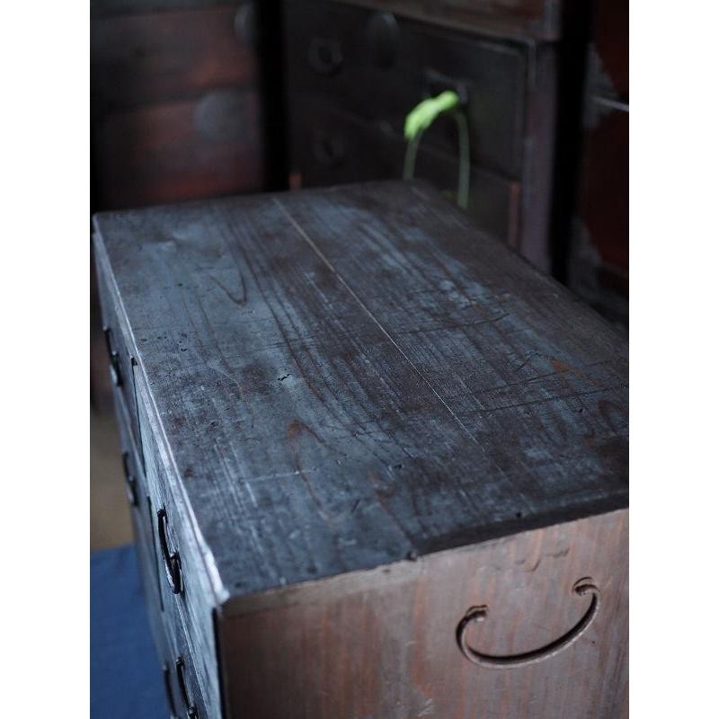 Antique Japanese Edo Period Small Chest Drawer Koro-ten F Size Used 21cm (8.3in) gallery