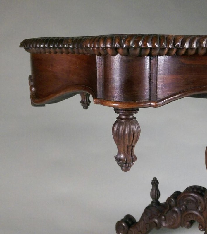 Antique Rosewood Marble Top Center Table – Belter Quality Victorian #22466 gallery