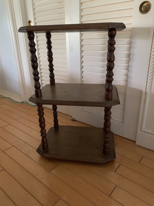 Vintage Wood 3 Tier Spindle Side Table