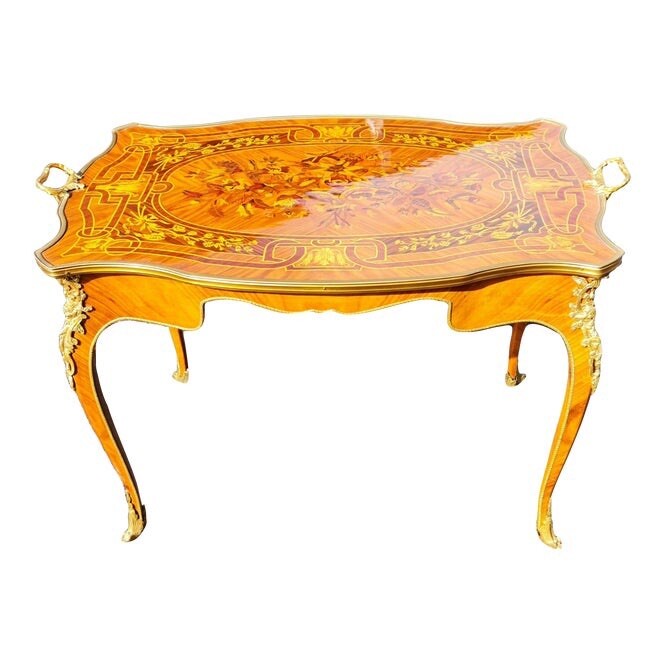 Marquetry French style tea table