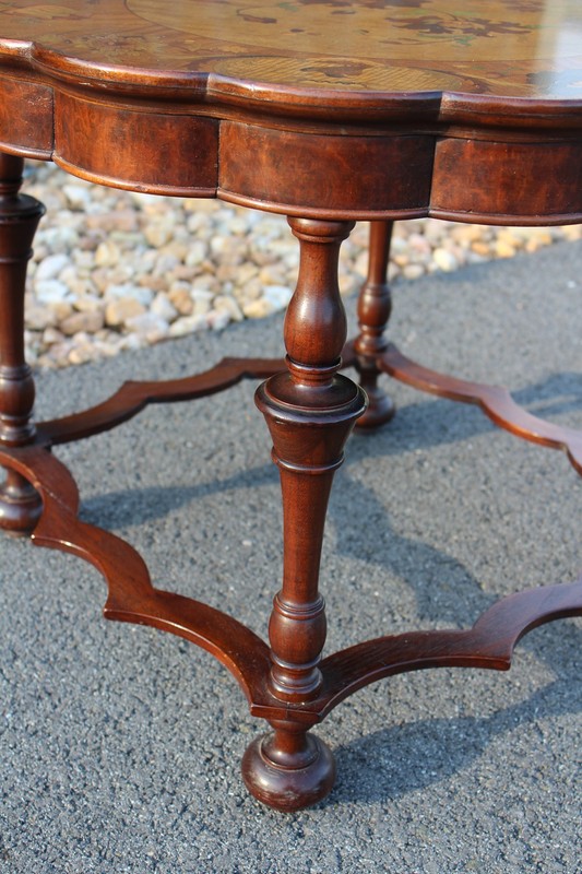 Antique Mahogany Scalloped Table With Inlaid Top gallery