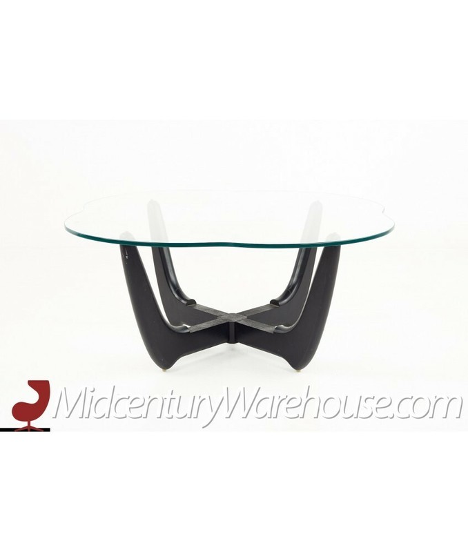 Adrian Pearsall Style Mid Century Glass and Ebonized Base Coffee Table gallery