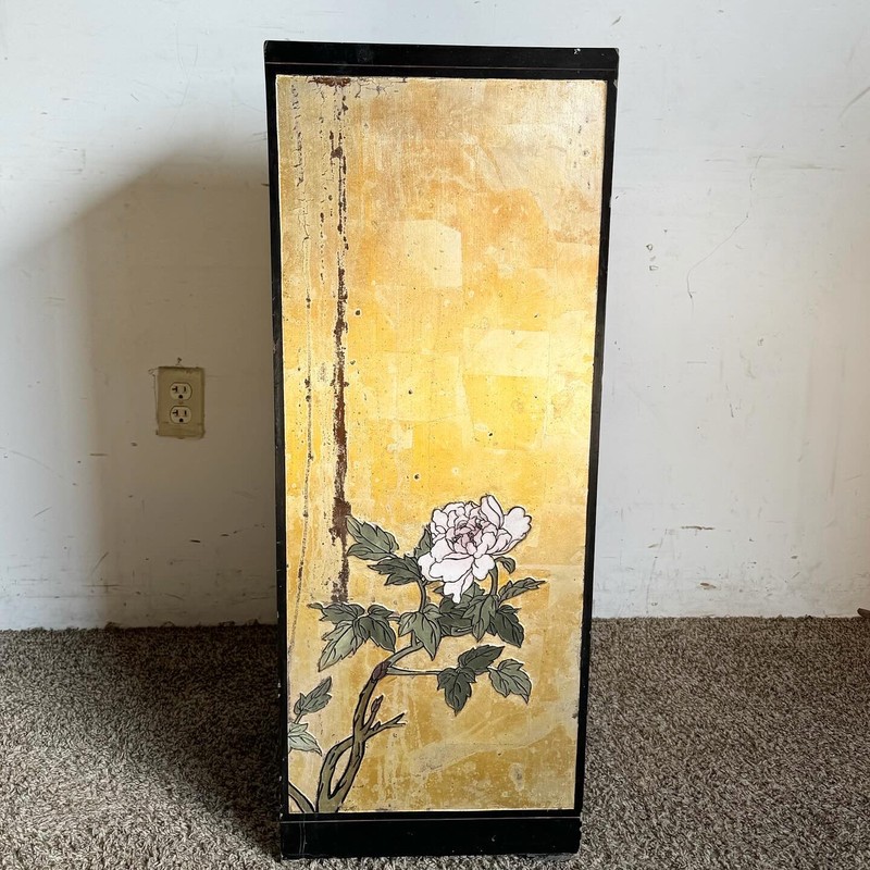 Chinese Black and Gold Hand Painted and Carved Pedestal gallery