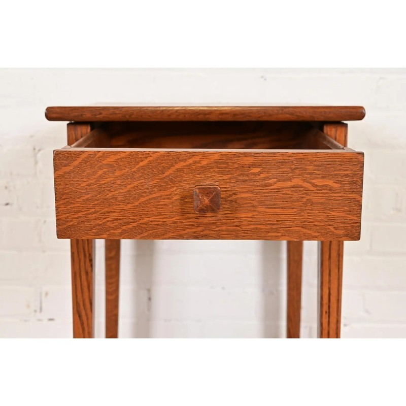 Limbert Style Antique Mission Oak Arts & Crafts Nightstand or Side Table gallery