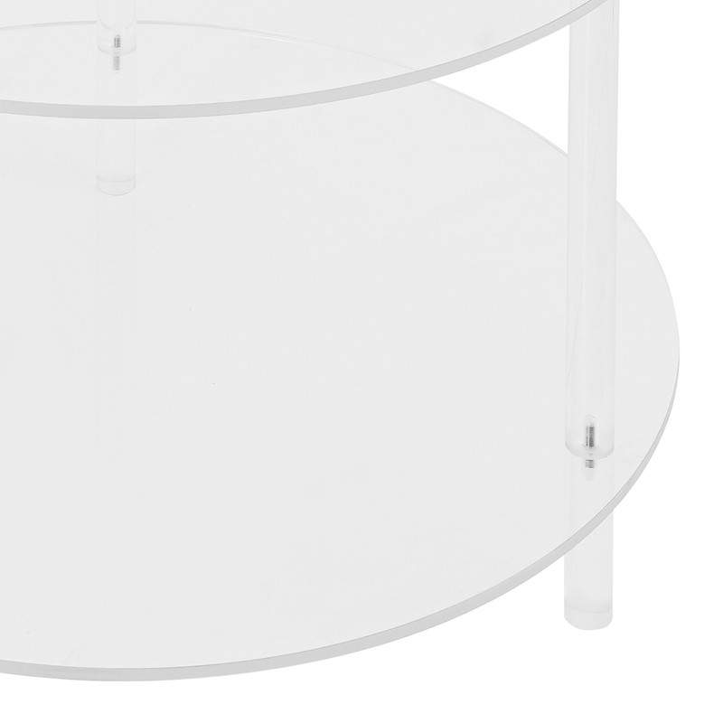 Modern Acrylic 2-tier Coffee Table Living Room Round End Table With Storage Rack gallery