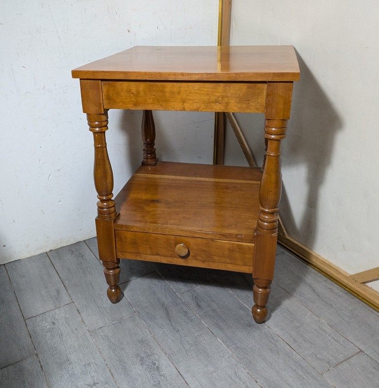 Antique 1800s Rustic Primitive Country Colonial 1-Drawer 2-Tier Side Table gallery