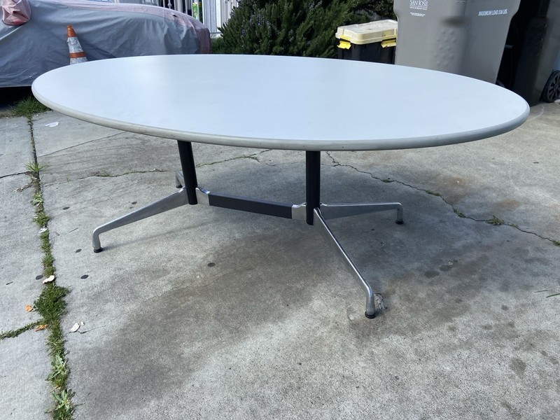 Vintage Herman Miller Aluminum Segmented Base Oval Steelcase Top Table gallery