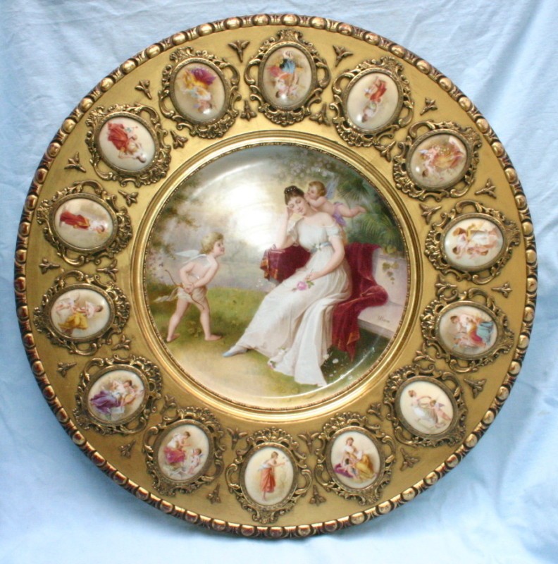 Important Vienna 19th Century Porcelain Carved Wooden Side Table MAGNIFICENT