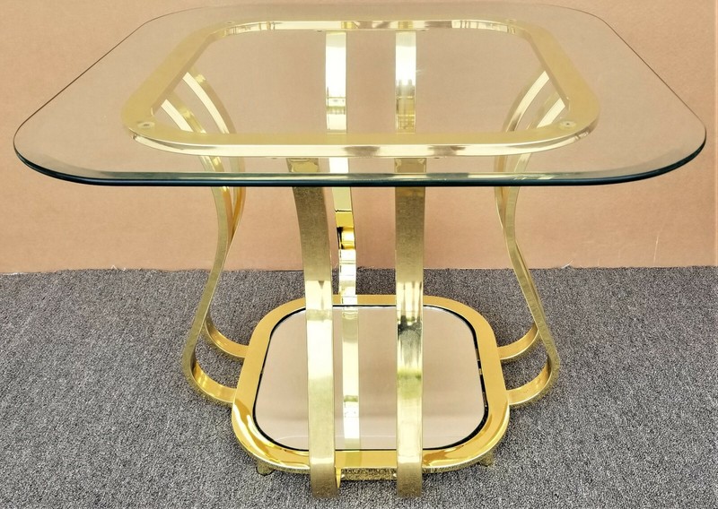 MCM Sculptural MILO BAUGHMAN Style Brass Mirror Console Sofa Table gallery