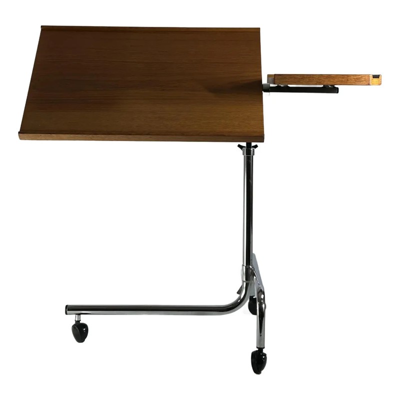 1970s Danecastle ApS Danish Modern Teak and Chrome Adjustable Reading Tray Table